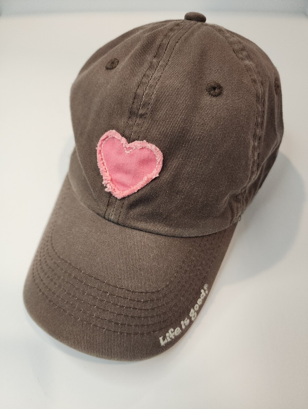 Life is Good Women's Brown & Pink Heart Baseball Cap